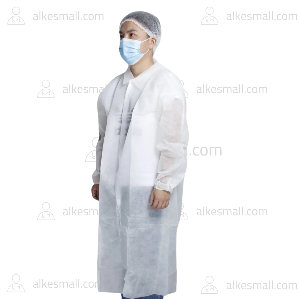 Jas Lab/Jas Laboratorium Disposable Lengan Panjang NonWoven Velcro