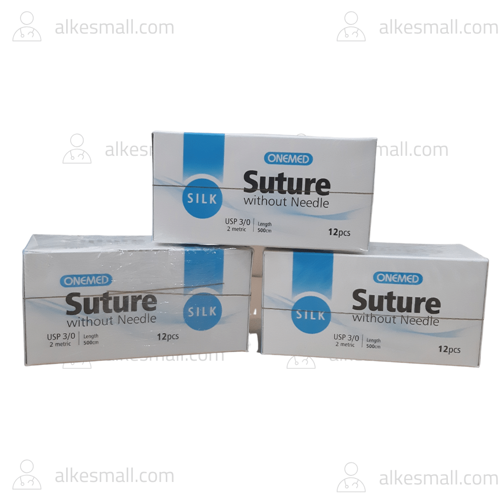 Benang Silk Bedah Jahit Operasi Suture Without Tanpa Needle 3/0 Onemed