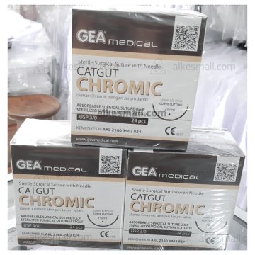 Benang CatGut Chromic w/needle 3/0 GEA