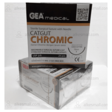 Benang CatGut CHROMIC w/needle 2/0 GEA