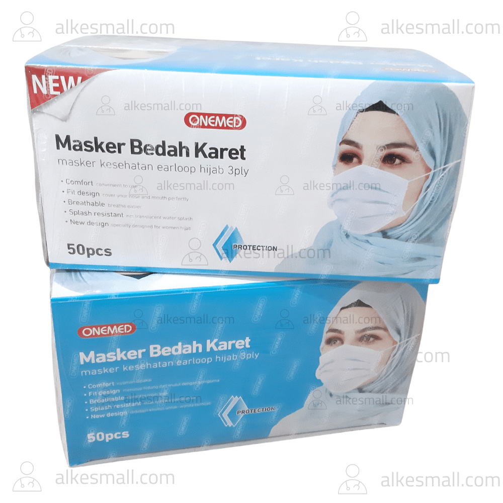 Masker Bedah Karet 3ply/Masker Medis Earloop Hijab OneMed