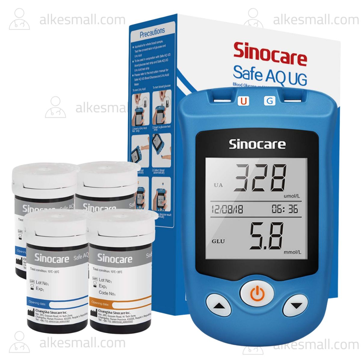 Alat Cek Gula Darah dan Asam Urat Sinocare Safe AQ UG