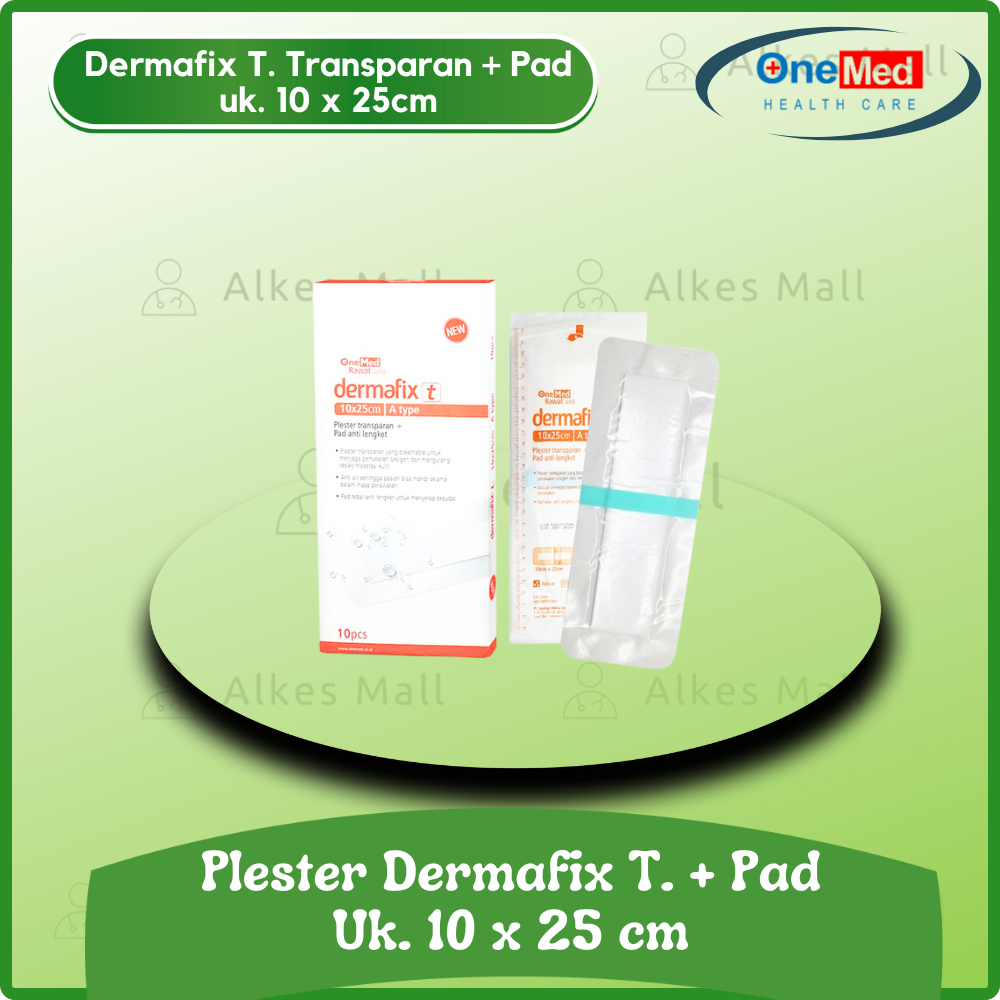 Dermafix T. Plester Transparan + Pad Plester Kedap Air , Uk. 10x25cm Onemed