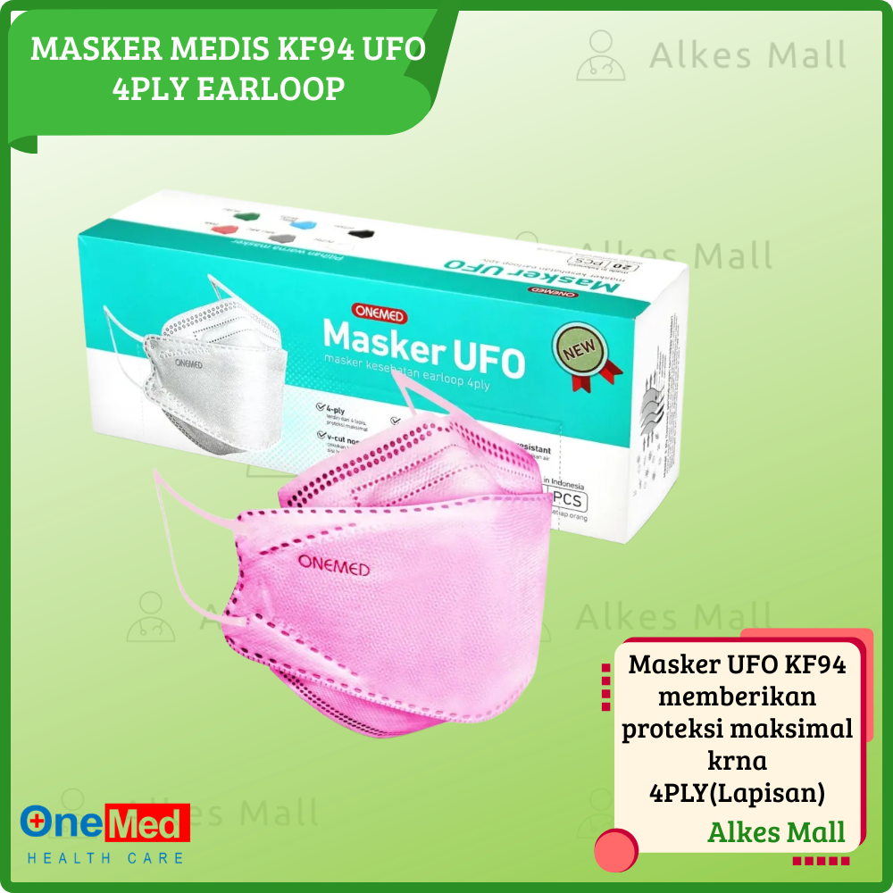 Masker Medis Onemed Masker ONEMED UFO KF94 4PLY  Medis WARNA RANDOM Isi 20pcs