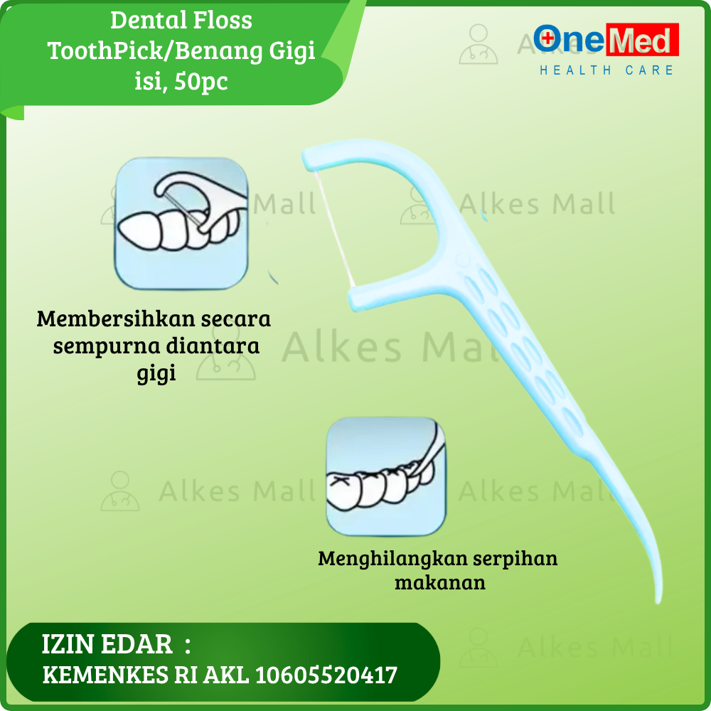 Dental Floss Toothpick Box Isi 50 Pcs | Benang Gigi ONEMED