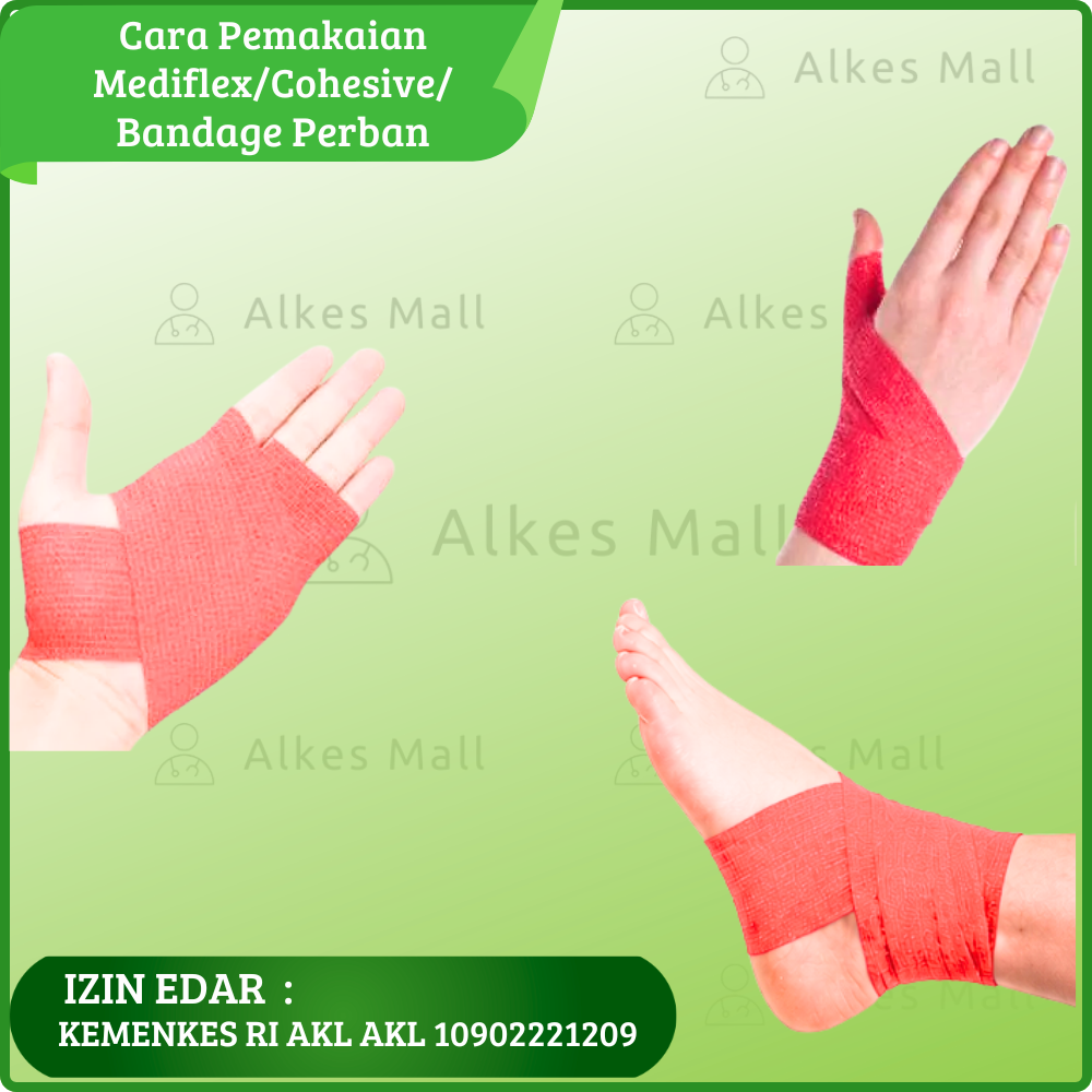 Mediflex Cohesive Bandage Perban 5cm x 4,5m Roll Merah Winner Medical