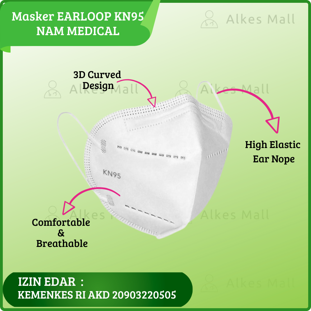 Masker KN95 Earloop / Masker KN95 Isi 10 Pcs - Putih