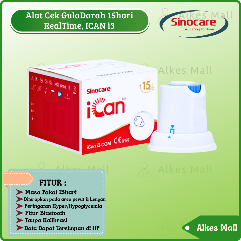ALAT CEK GULA DARAH SINOCARE ICAN i3, 15 hari Realtime