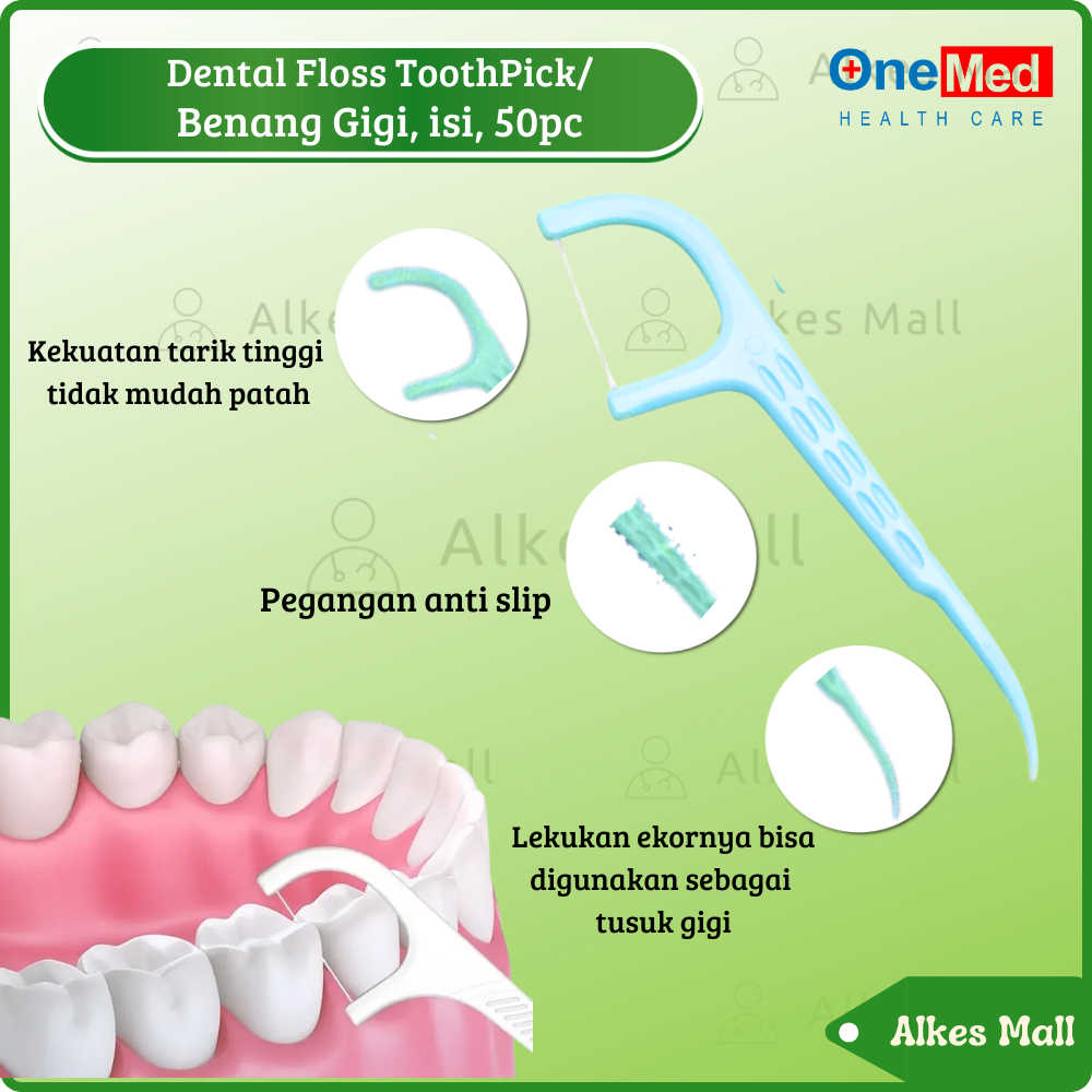 Dental Floss Toothpick Box Isi 50 Pcs | Benang Gigi ONEMED