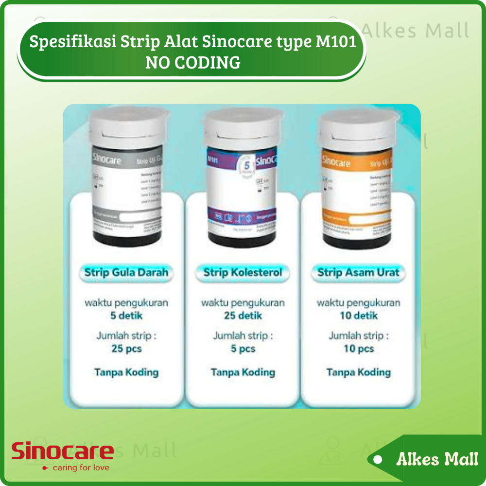 Strip 3in1 Sinocare type M101 - Tanpa Koding, Cepat, dan Praktis