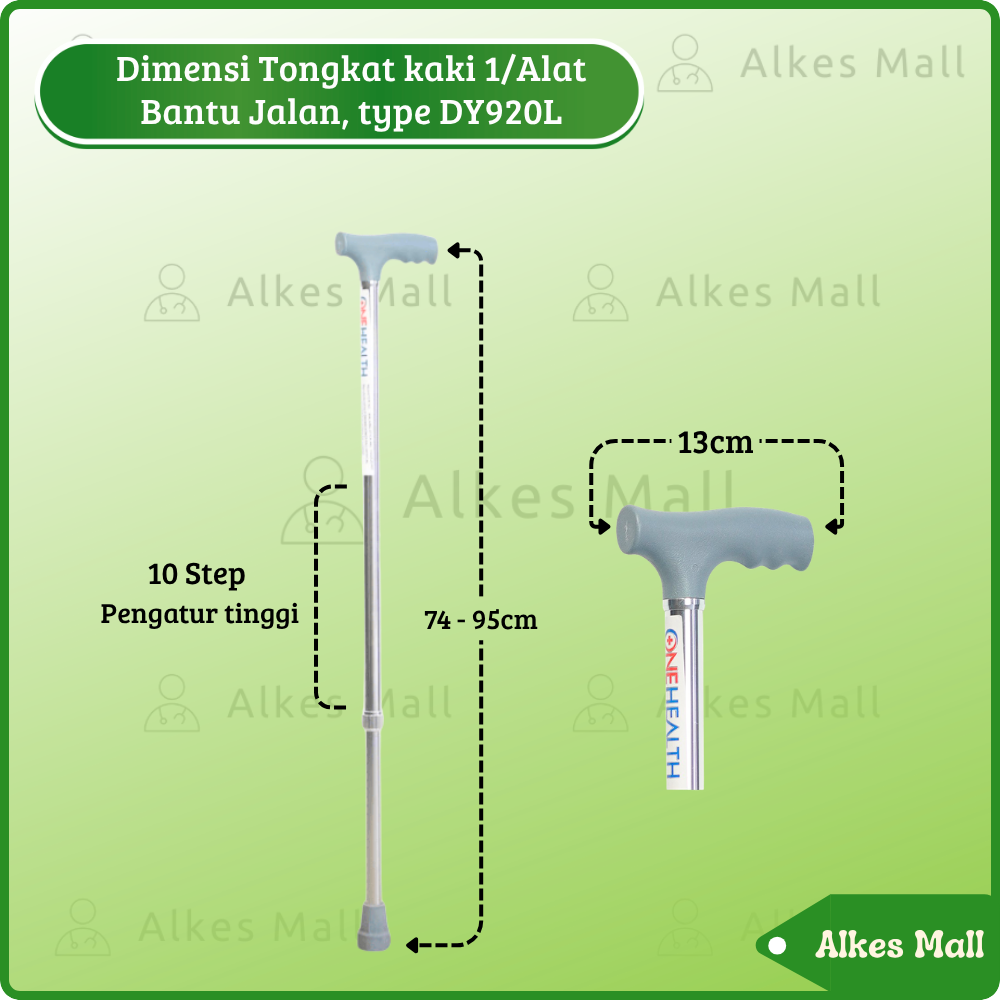 TONGKAT KAKI 1 Walking Stick KY/DY920L Tongkat Kaki Satu Chrome Silver Onehealth