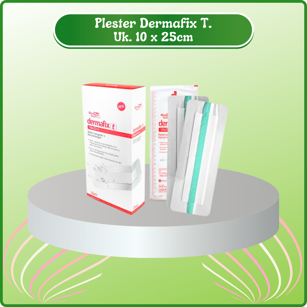 Dermafix T. Plester Transparan + Pad Plester Kedap Air , Uk. 10x25cm Onemed