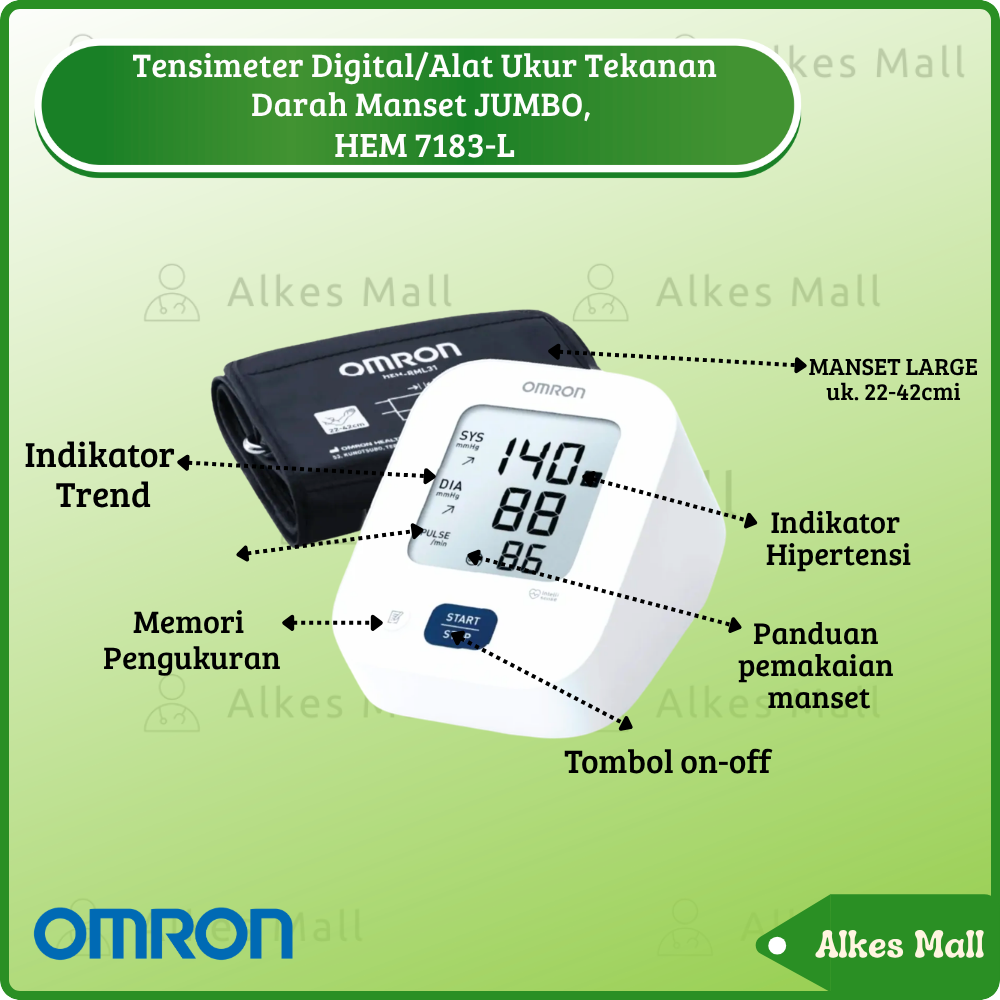 Tensimeter Digital Omron EZ Large HEM-7183-L Manset Besar Monitor Tekanan Darah Otomatis