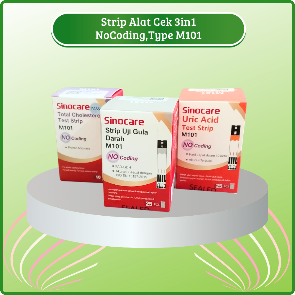 Strip 3in1 Sinocare type M101 - Tanpa Koding, Cepat, dan Praktis