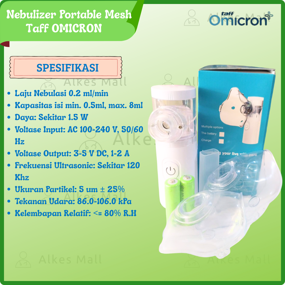 Mesh Nebulizer JSL-W303 Alat Uap Pernafasan Portable Taff Omicron