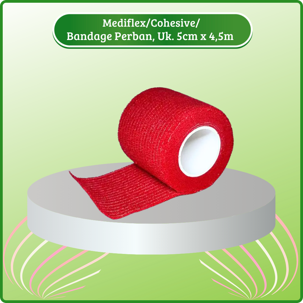 Mediflex Cohesive Bandage Perban 5cm x 4,5m Roll Merah Winner Medical