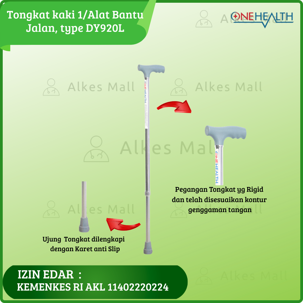 TONGKAT KAKI 1 Walking Stick KY/DY920L Tongkat Kaki Satu Chrome Silver Onehealth
