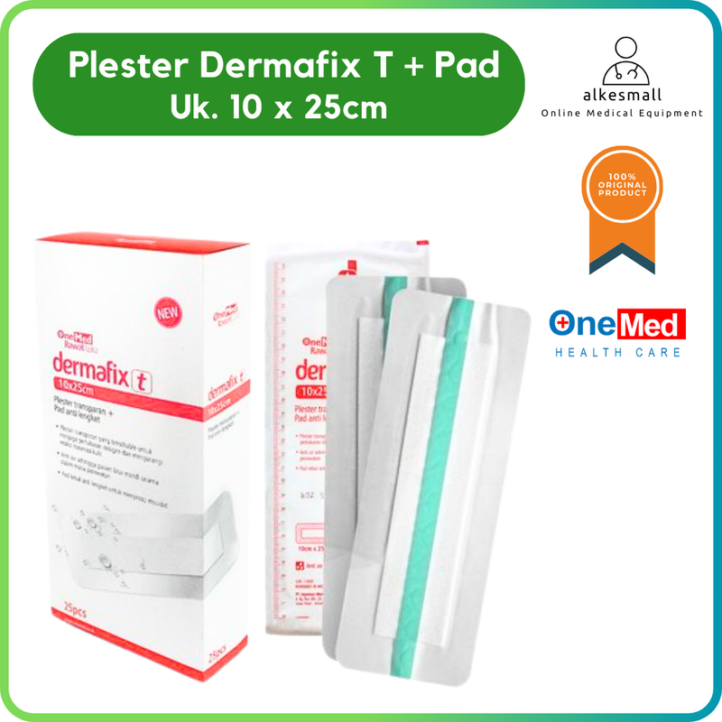 Dermafix T. Plester Transparan + Pad Plester Kedap Air , Uk. 10x25cm Onemed