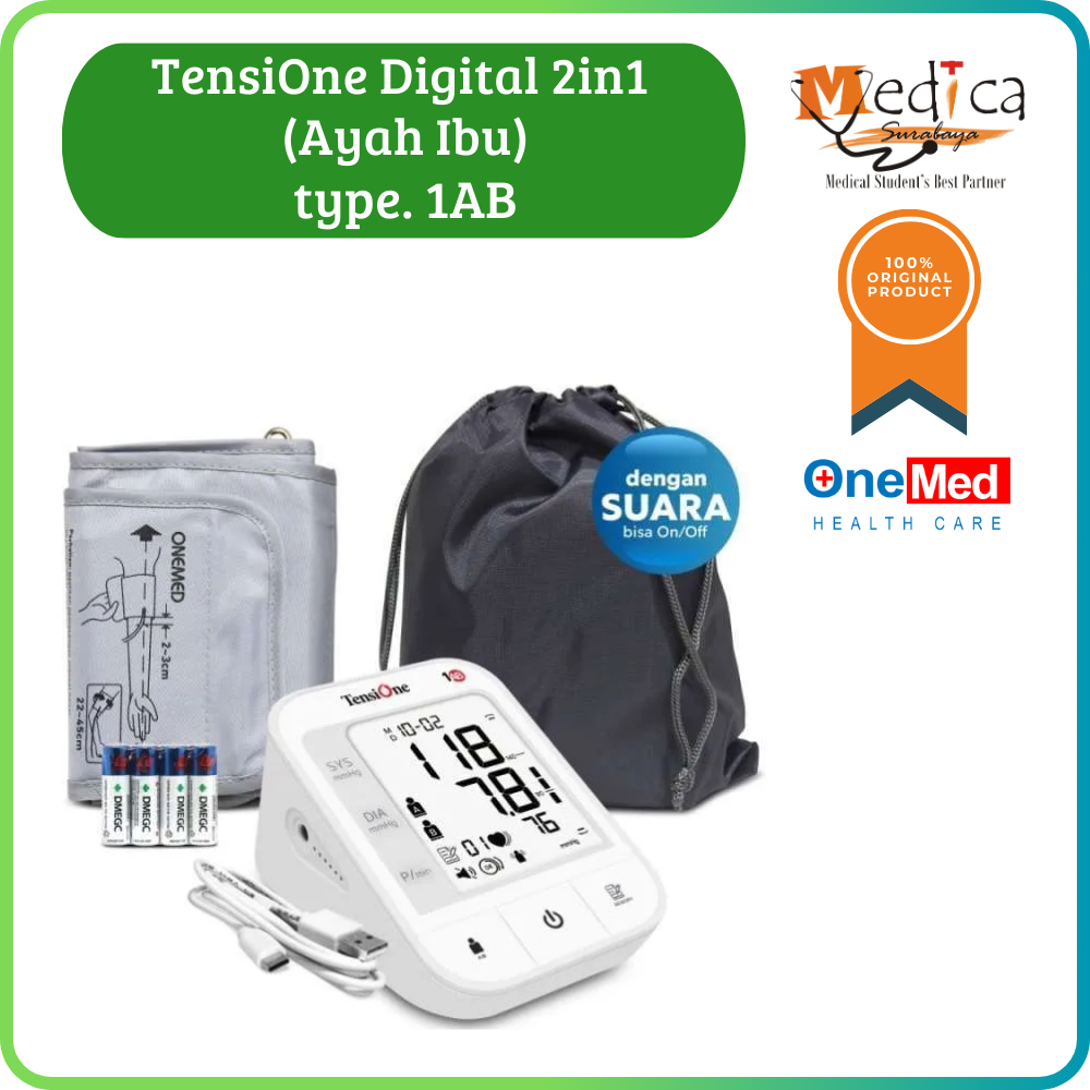 TensiOne 1AB Ayah Bunda 2in1 – Tensimeter Digital Dengan Suara ONEMED
