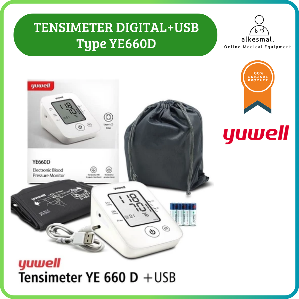 TENSIMETER DIGITAL YE660D ALAT Ukur Tekanan Darah Detak Jantung USB MANSET Uk.XL YUWELL