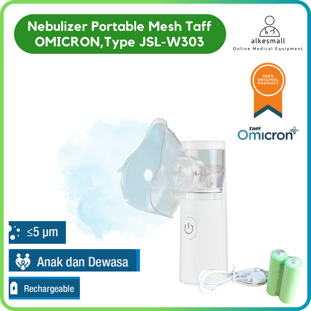 Mesh Nebulizer JSL-W303 Alat Uap Pernafasan Portable Taff Omicron