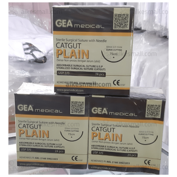 Benang Plain CatGut w/needle 3/0 GEA