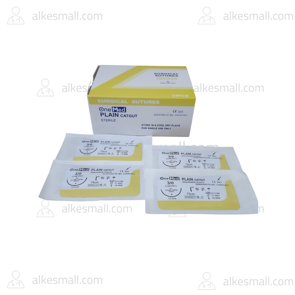 Benang Plain CatGut With Needle 3/0 OneMed